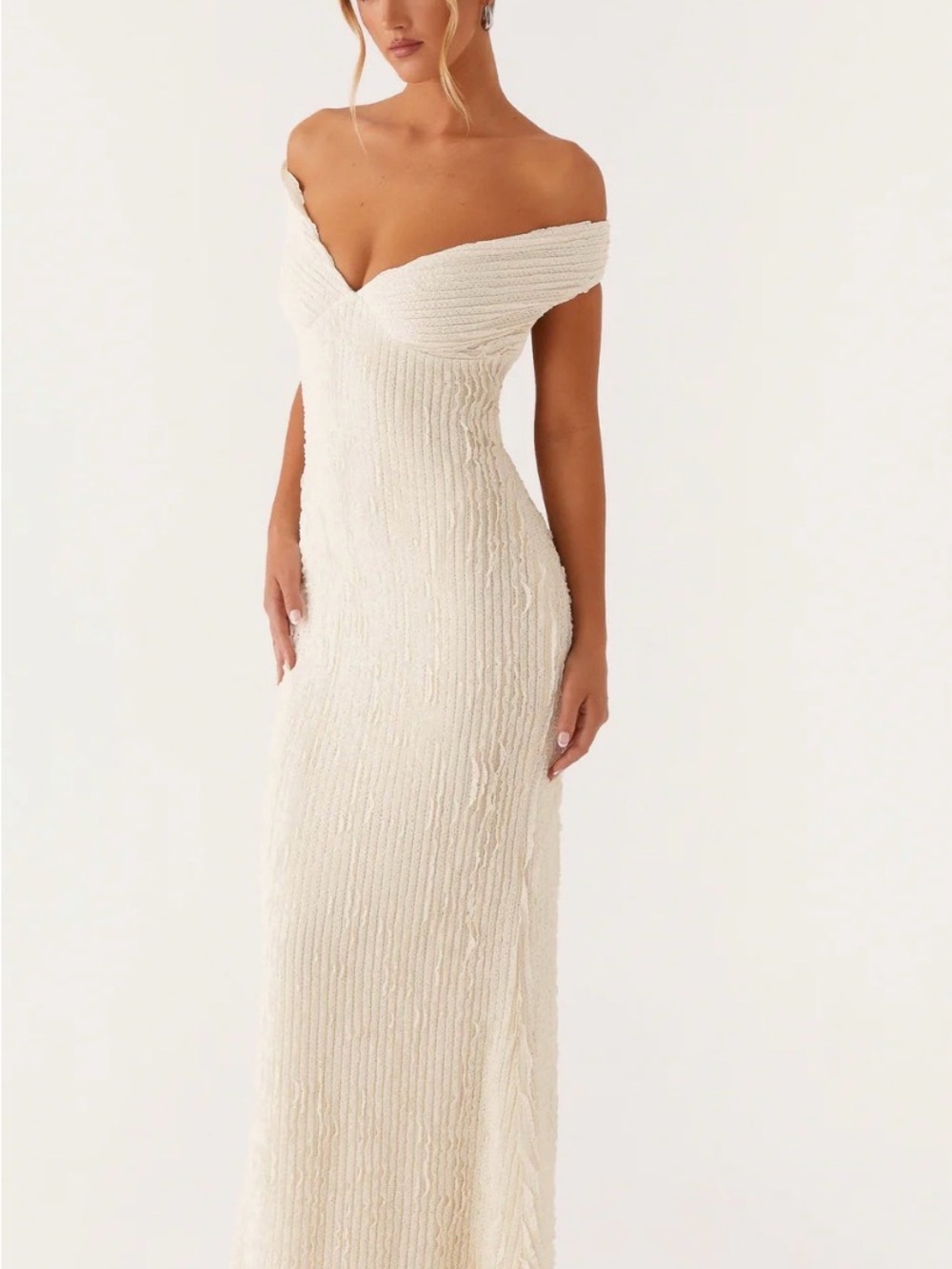 Peppermayo Off-Shoulder Cream Maxi Dress (Chantelle)